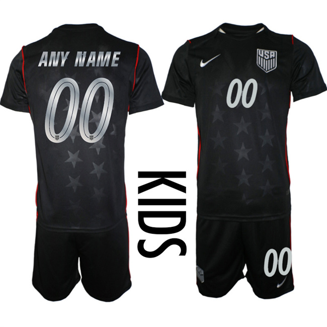 Youth Black United States Custom 2026 Away Soccer Jersey Suit
